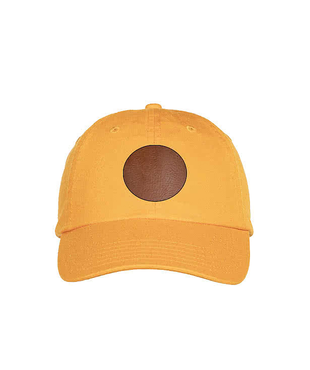 Valucap Bio-Washed Hat - Circle Faux Leather Patch - Laser Engraved