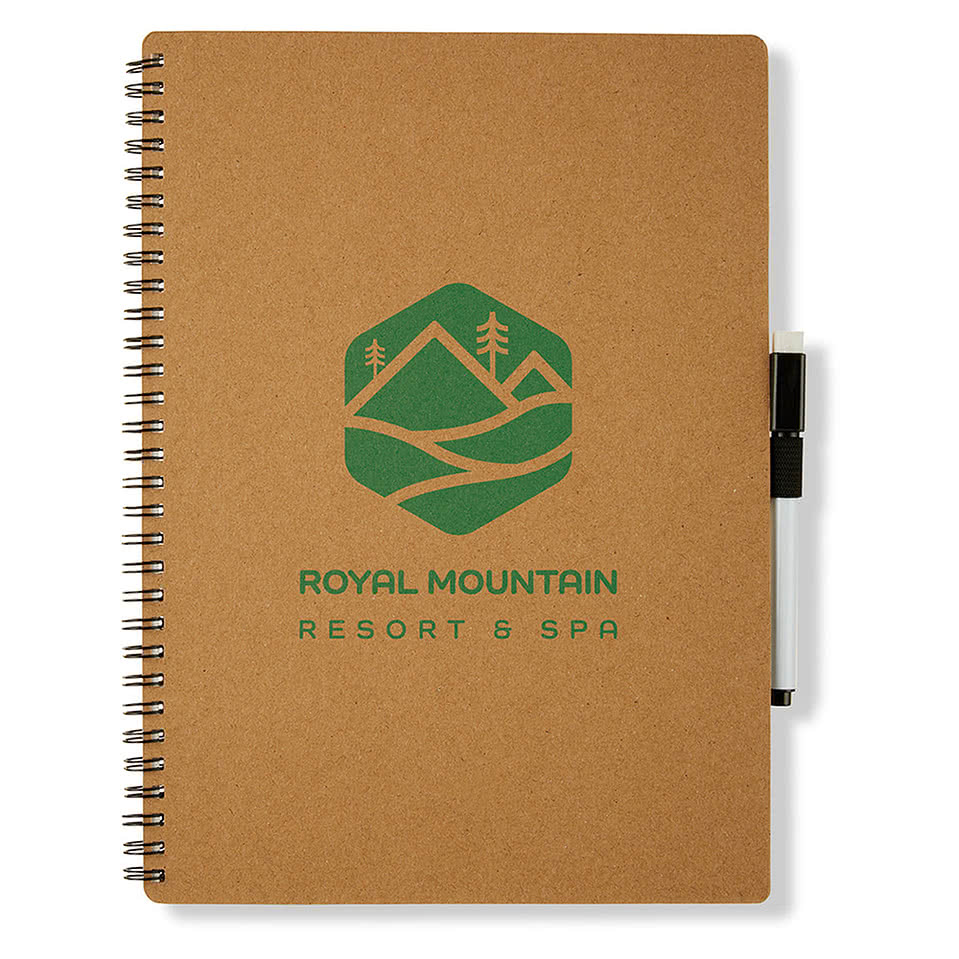 Brainstorm Dry Erase Hard Cover Spiral Notebook with Marker