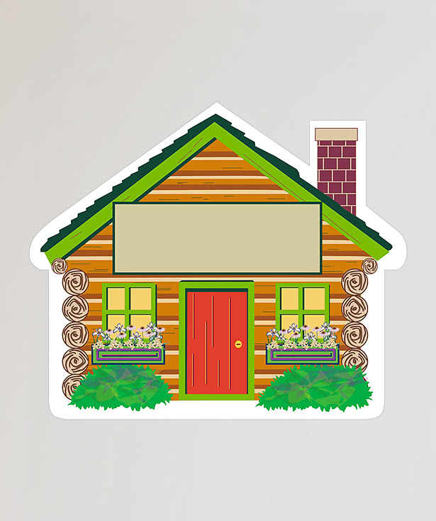Full Color Re-Stick-It 2.125 in. x 2.5 in. House Shaped Reusable Decal