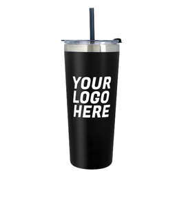 24 oz. Colma Stainless Steel Insulated Tumbler with Straw - Color: Black