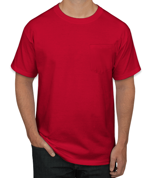Hanes Beefy-T Pocket T-shirt in Deep Red