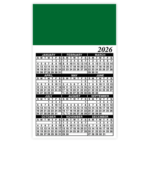 Full Color Calendar Magnet - .036" in Kelly Green