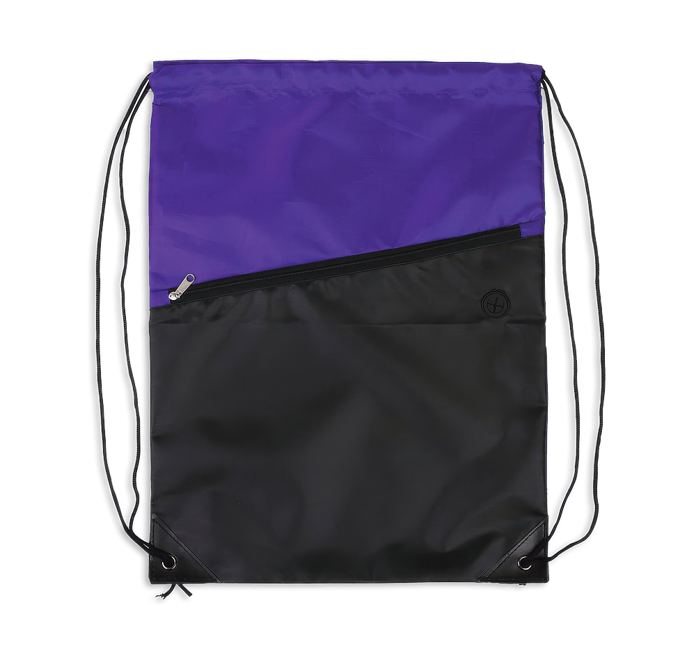 Full Color Two-Tone Zippered Drawstring Bag-default