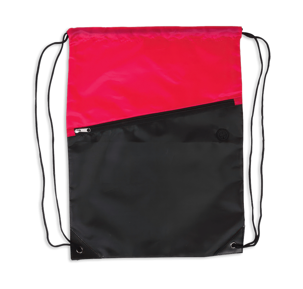 Full Color Two-Tone Zippered Drawstring Bag-default