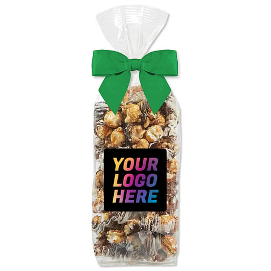 Full Color Chocolate Pretzel Gourmet Popcorn Gift Bag in Ivory