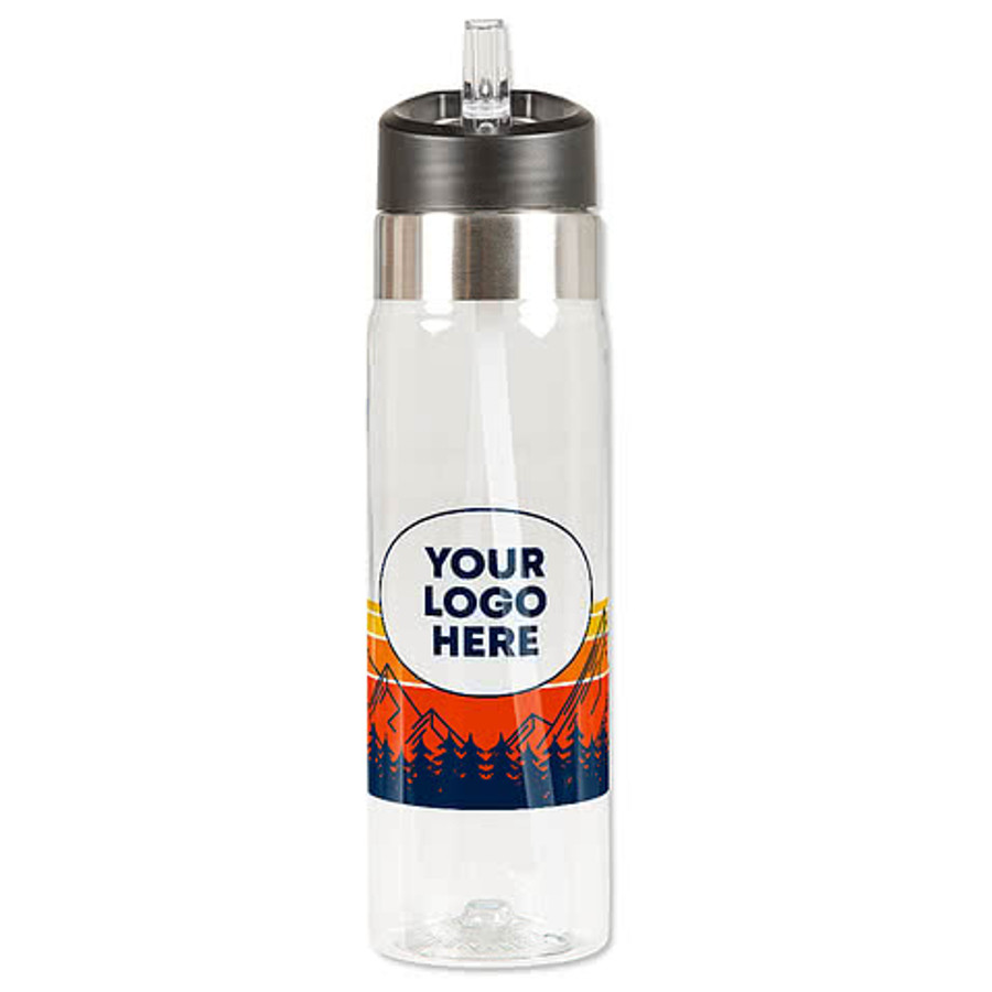 Mountain Sunset 20 oz. Flip Straw Tritan Sport Water Bottle in Clear / Orange