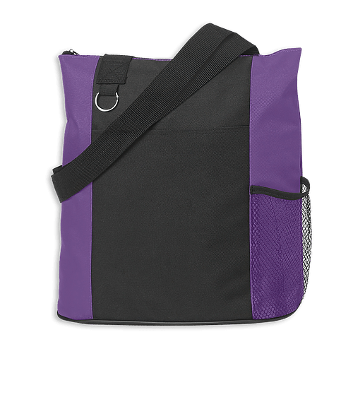 Fun Medium Multi-Pocket Zippered Tote Bag in Purple  /  Black