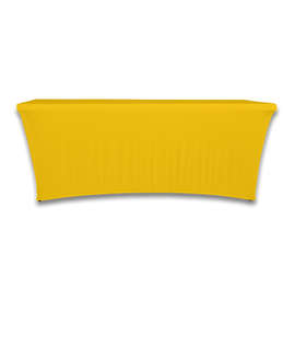 Full Color 8' Ultrafit Curve Open-Back Stretch Tablecloth - Color: Athletic Gold