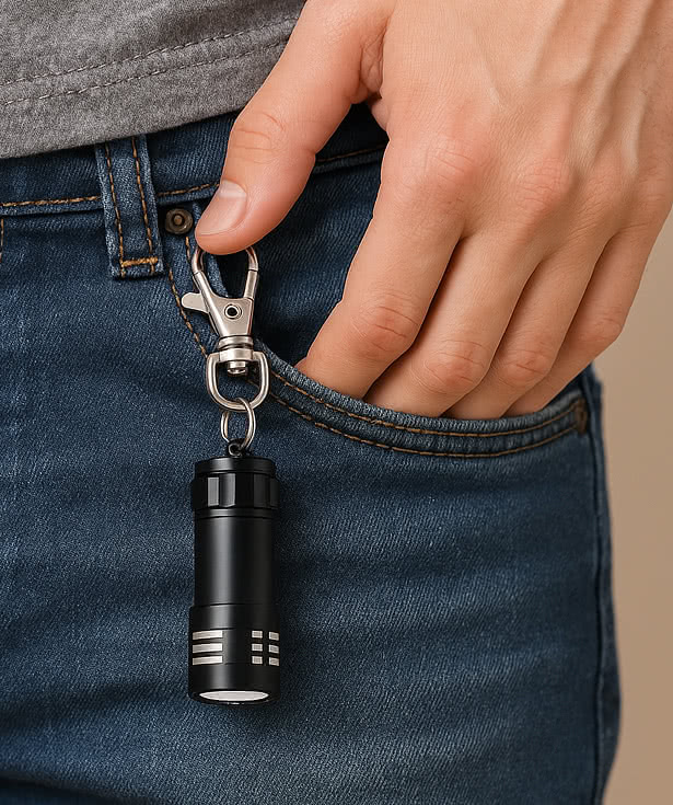 Laser Engraved Mini Aluminum LED Flashlight Keychain