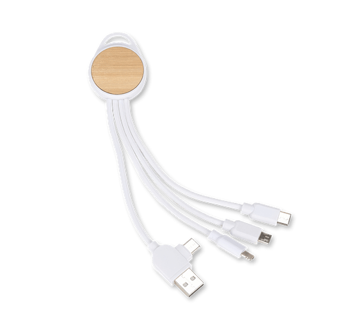 Bamboo 3-in-1 6" Charging Cable in White