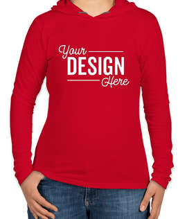 Anvil Women's Hooded Long Sleeve T-shirt - Color: Red