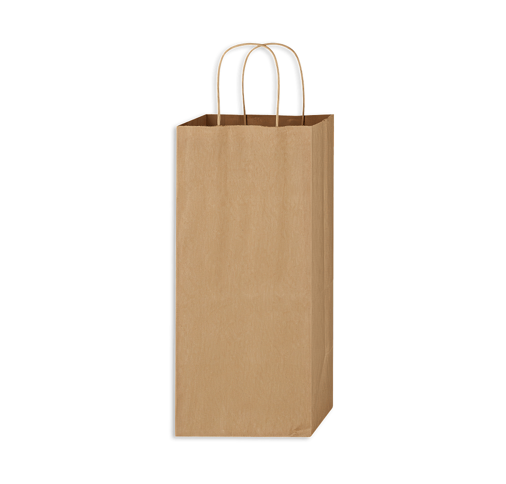 Full Color Medium Brown Kraft Paper Wine Bag-default