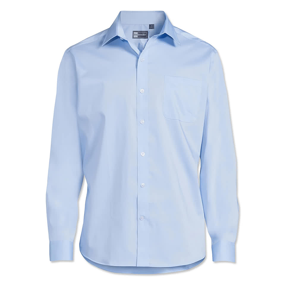 Blue Generation Stretch Poplin Long Sleeve Dress Shirt