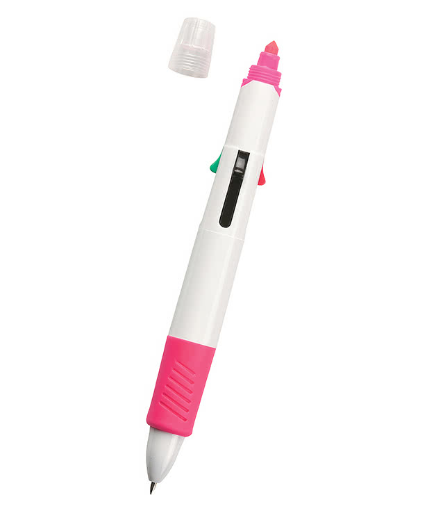 Quatro Retractable Highlighter and Pen (color ink)