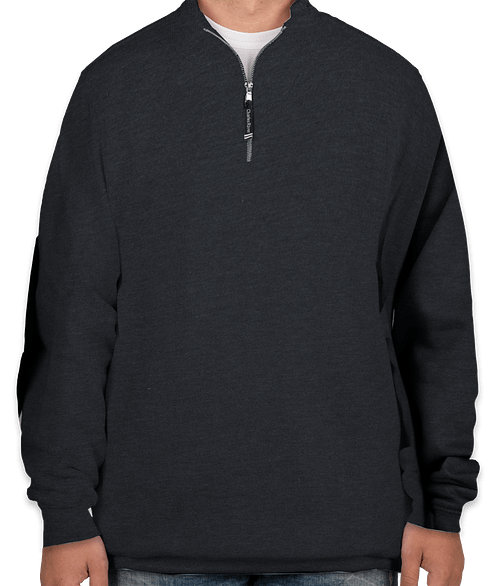 Charles River Crosswind Quarter Zip Sweatshirt - Embroidered in Navy Heather