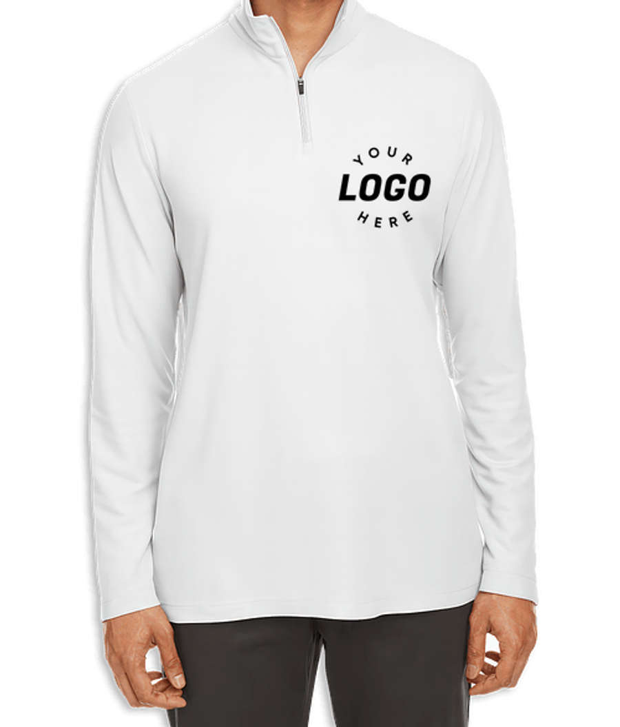 Core 365 Fusion ChromaSoft Pique Quarter Zip Sweatshirt - Printed in White
