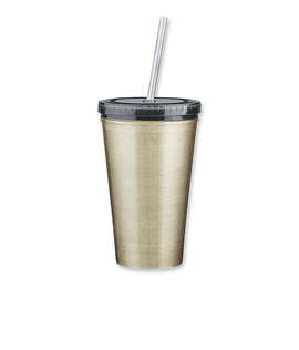 16 oz. Stainless Steel Insulated Tumbler with Straw - Color: Silver