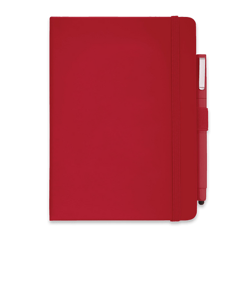 JournalBooks ® Debossed Vienna Hard Cover Notebook with Pen in Red