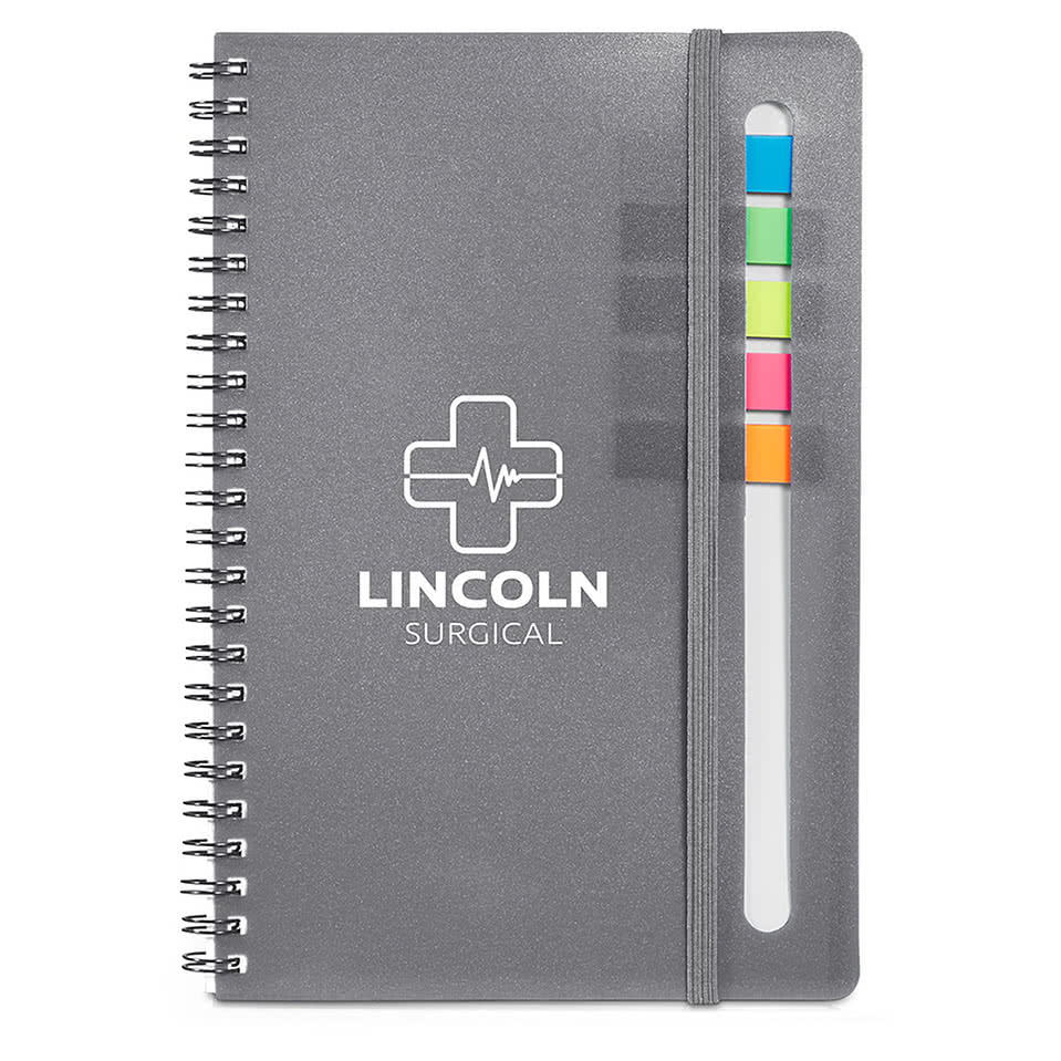 Semester Plastic Cover Spiral Notebook with Sticky Flags