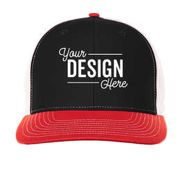 Richardson Twill Back Snapback Hat - Color: Black / White / Red