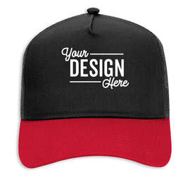 Otto Cap Five-Panel Trucker Hat - Embroidered - Color: Red / Black