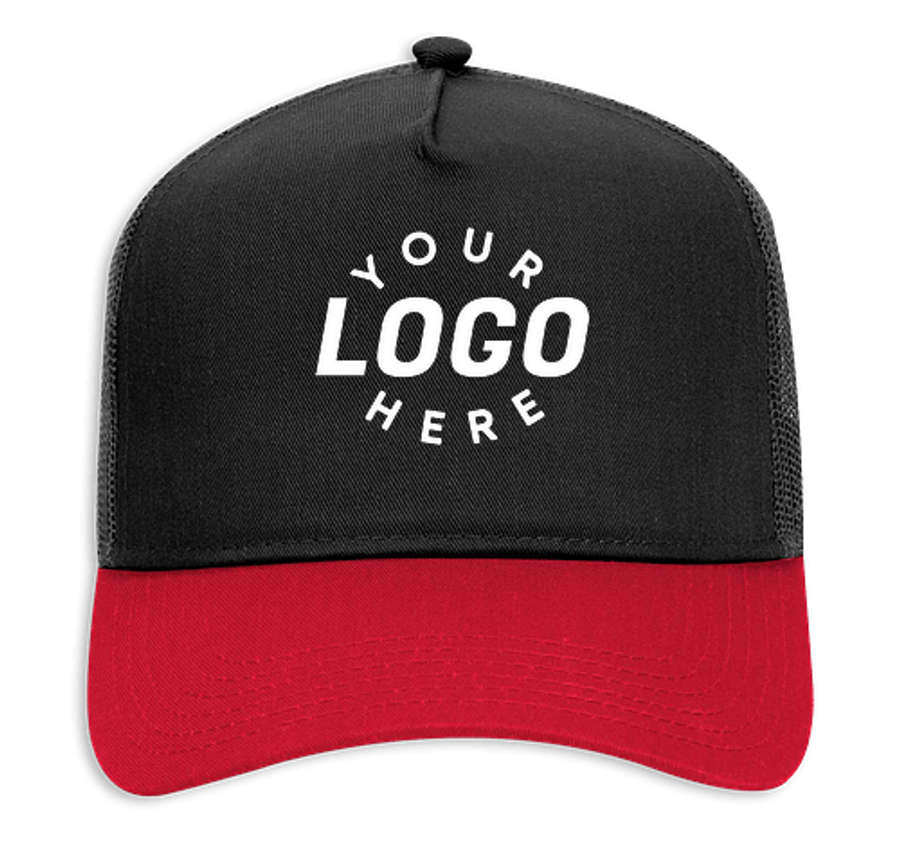 Otto Cap Five-Panel Trucker Hat - Printed in Red / Black