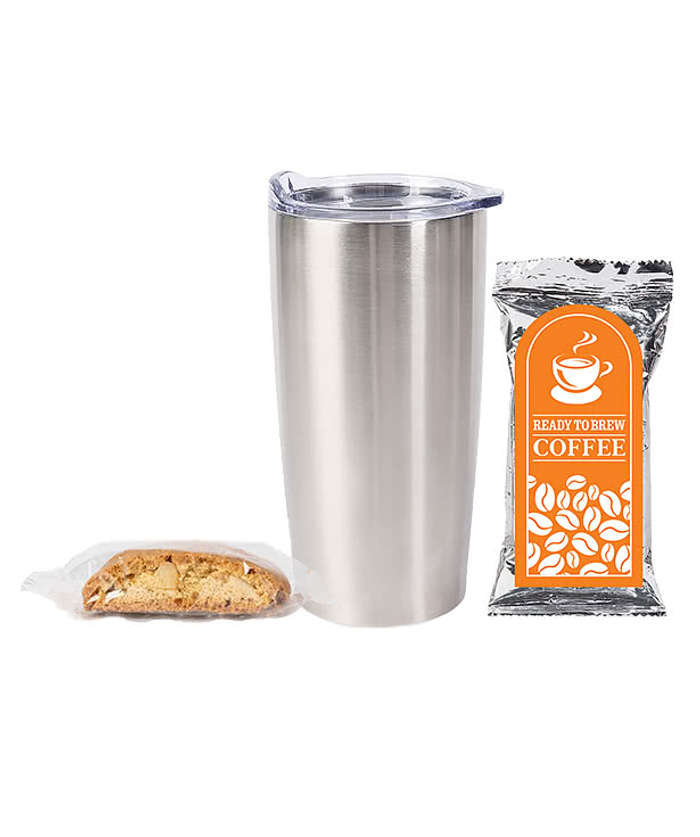 20 oz. Tumbler with Coffee Pack and Biscotti Gift Set