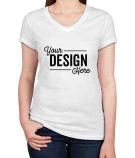 Bella + Canvas Women's Slim Fit Jersey V-Neck T-shirt - Color: White