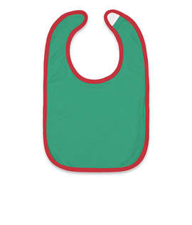 Rabbit Skins Contrast Trim Premium Jersey Baby Bib - Color: Kelly / Red