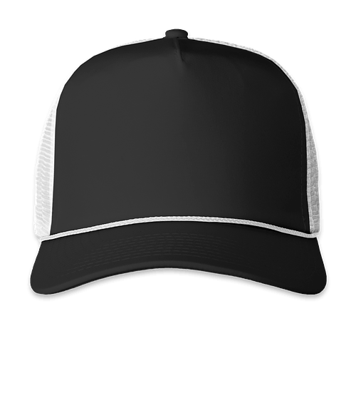 Imperial Rope Snapback Trucker Hat - Embroidered in Black / White / White