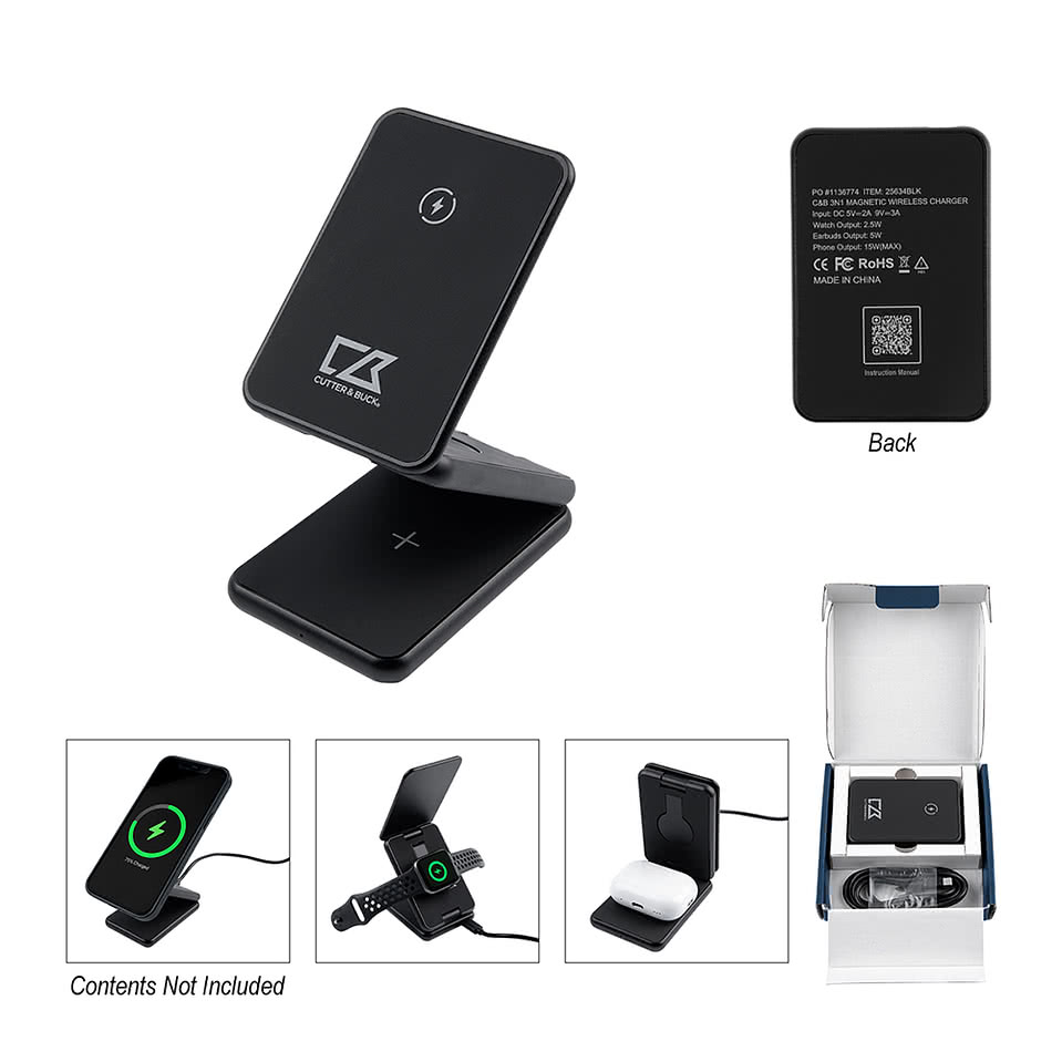 Cutter & Buck 3-In-1 Magnetic Wireless Charger