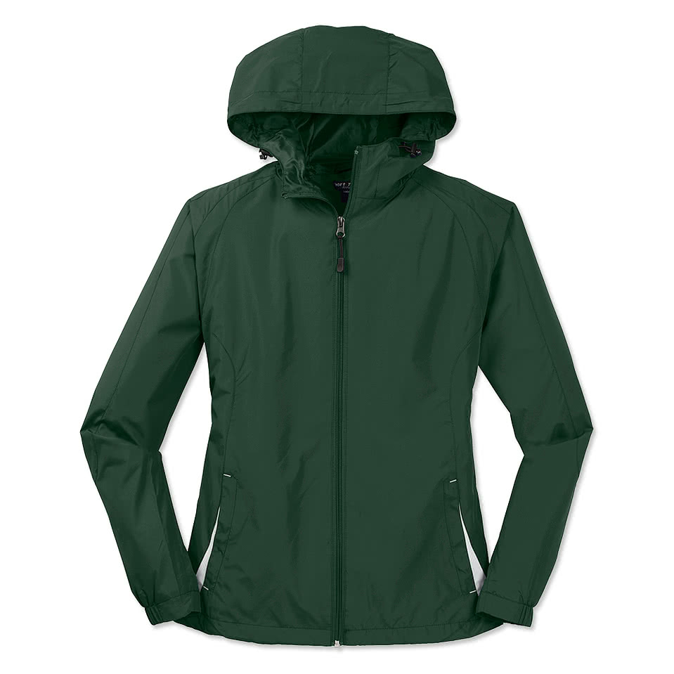 Sport-Tek Women's Full Zip Hooded Windbreaker Jacket