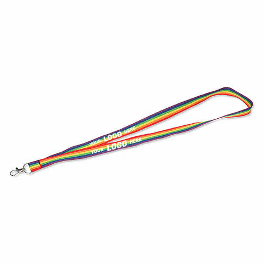 Recycled Polyester Rainbow Lanyard in Rainbow