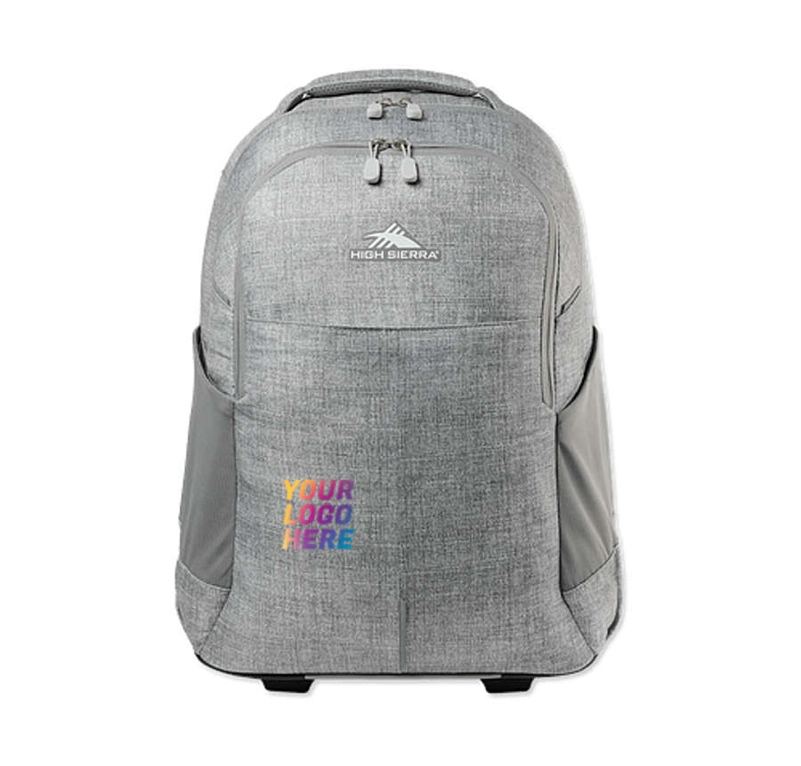 Full Color High Sierra Powerglide Pro Wheeled 17" Computer Backpack in Silver Heather