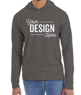 Hanes ComfortWash Garment Dyed Hooded Long Sleeve T-Shirt - Color: New Railroad Grey