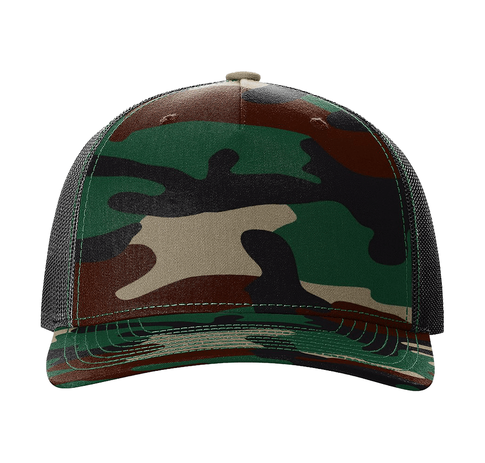 Richardson Camo Pattern Five Panel Trucker Hat-default