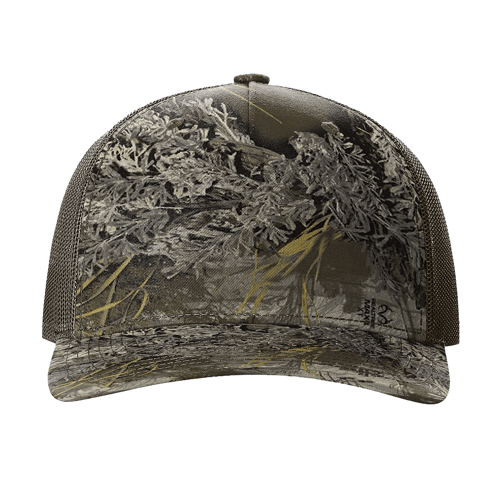 Richardson Camo Pattern Five Panel Trucker Hat-default