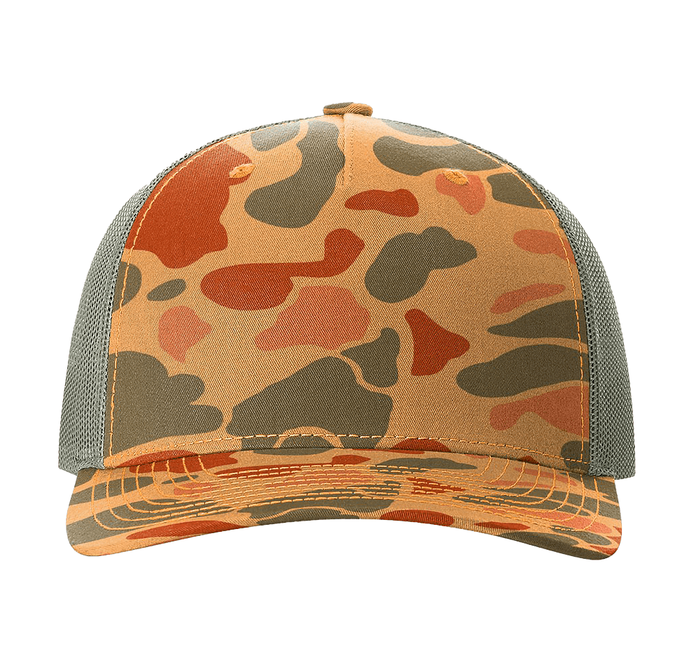 Richardson Camo Pattern Five Panel Trucker Hat-default
