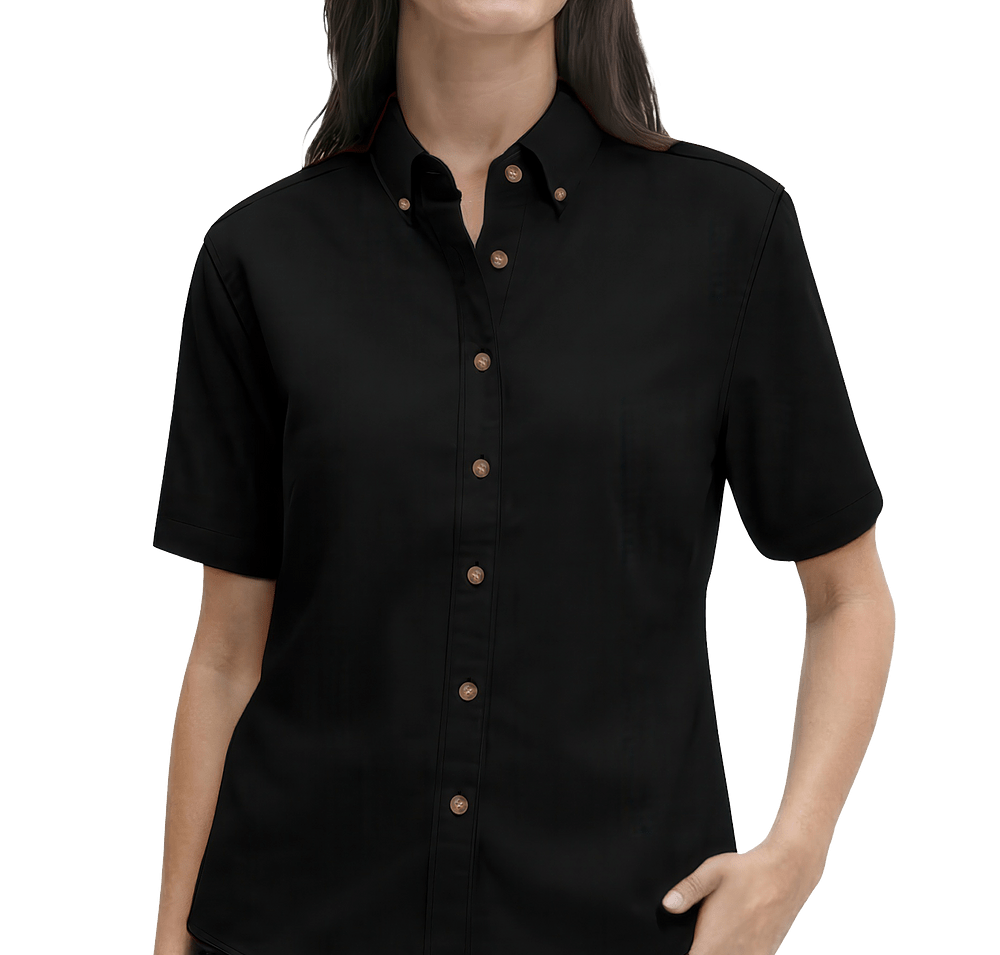 Blue Generation Women’s 100% Cotton Twill Short Sleeve Shirt - Embroidered-default
