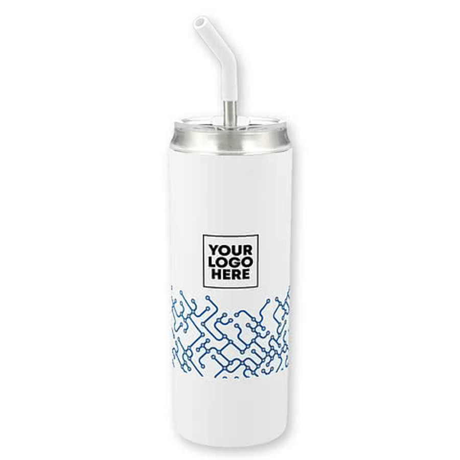 Tech 20 oz. Marka Copper Vacuum Insulated Tumbler with Straw in White / Blue