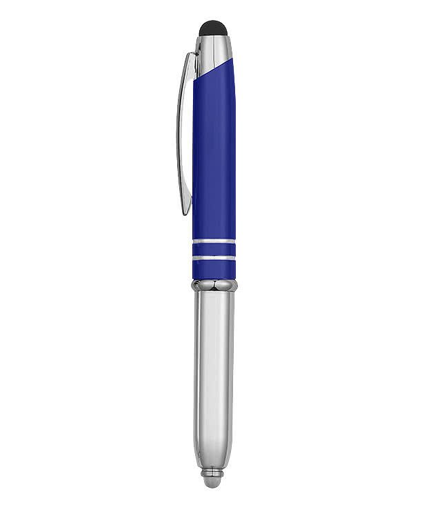 Laser Engraved 3-in-1 Aluminum Flashlight Stylus Pen (black ink)