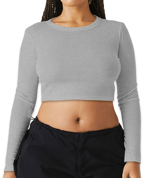 Bella + Canvas Women's Micro Rib Long Sleeve Crop T-shirt in Athletic Heather