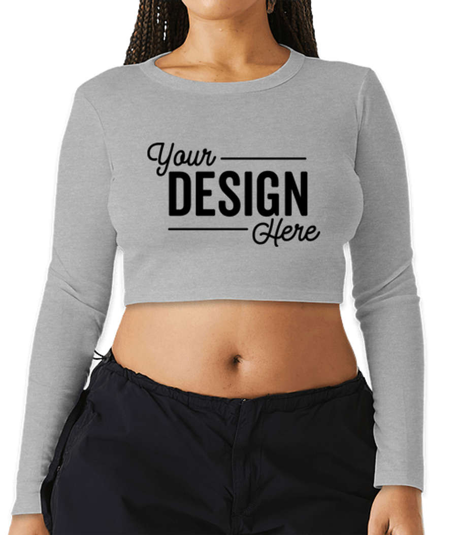 Bella + Canvas Women's Micro Rib Long Sleeve Crop T-shirt in Athletic Heather
