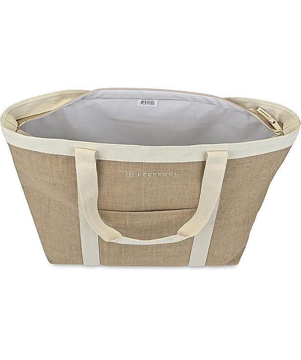Full Color KeepCool Nairobi Jute Shopper Cooler Tote Bag