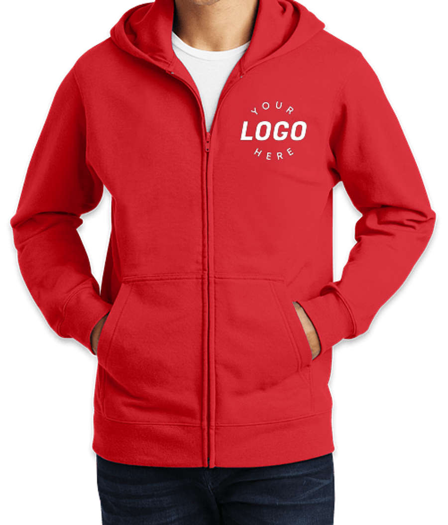 Port & Company Fan Favorite Zip Hoodie in Bright Red