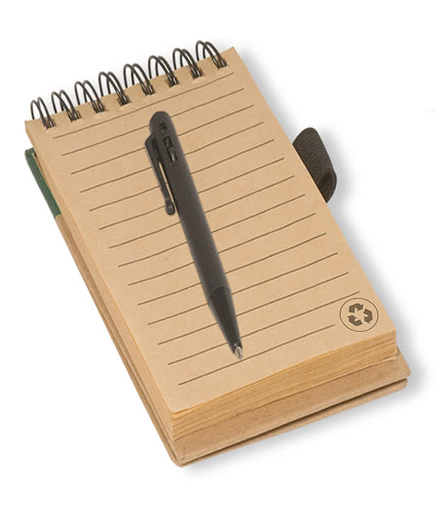 Pocket Jotter Hard Cover Spiral Notebook with Pen