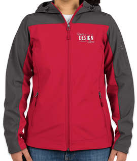 Port Authority Women's Contrast Hooded Soft Shell Jacket - Color: Dark Fuchsia / Battleship Grey