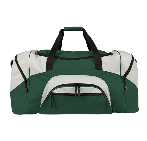 Port Authority Colorblock Gym Bag - Embroidered in Hunter / Grey