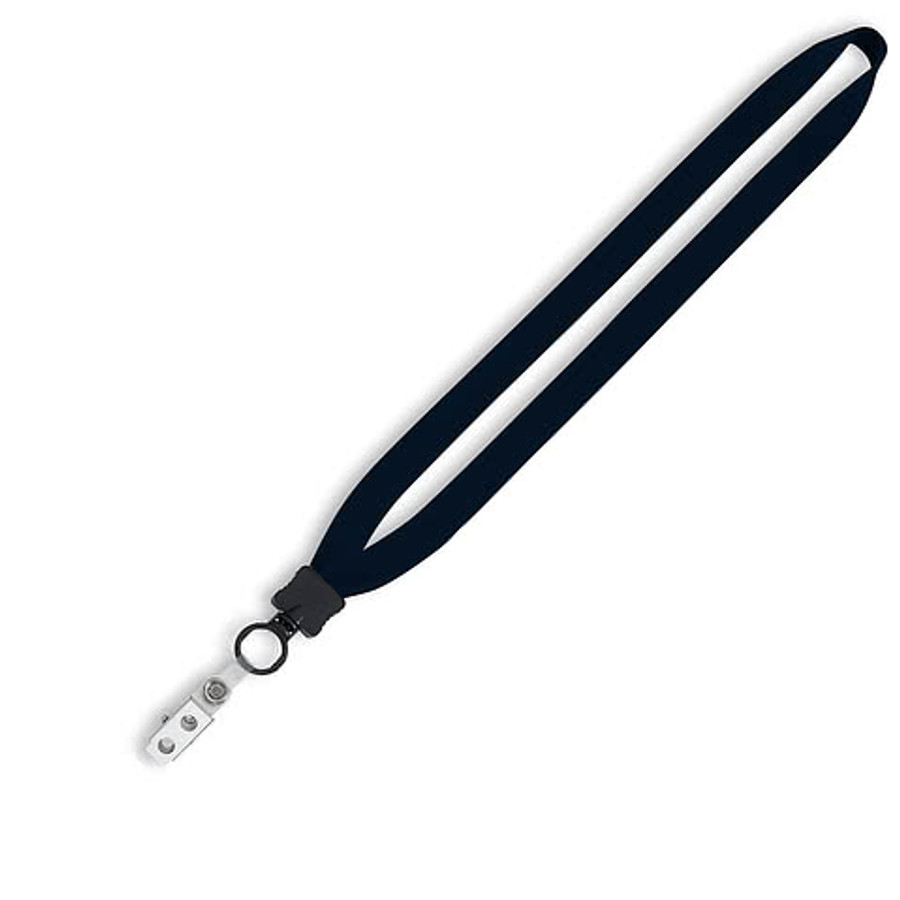 3/4" Cotton Lanyard with Plastic O-Ring and Vinyl Snap Bulldog Clip in White
