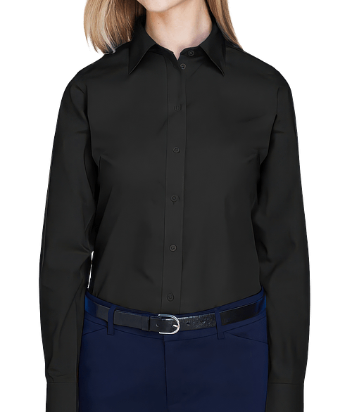 Devon & Jones Women's Crown Collection Broadcloth Woven Dress Shirt - Printed in Black